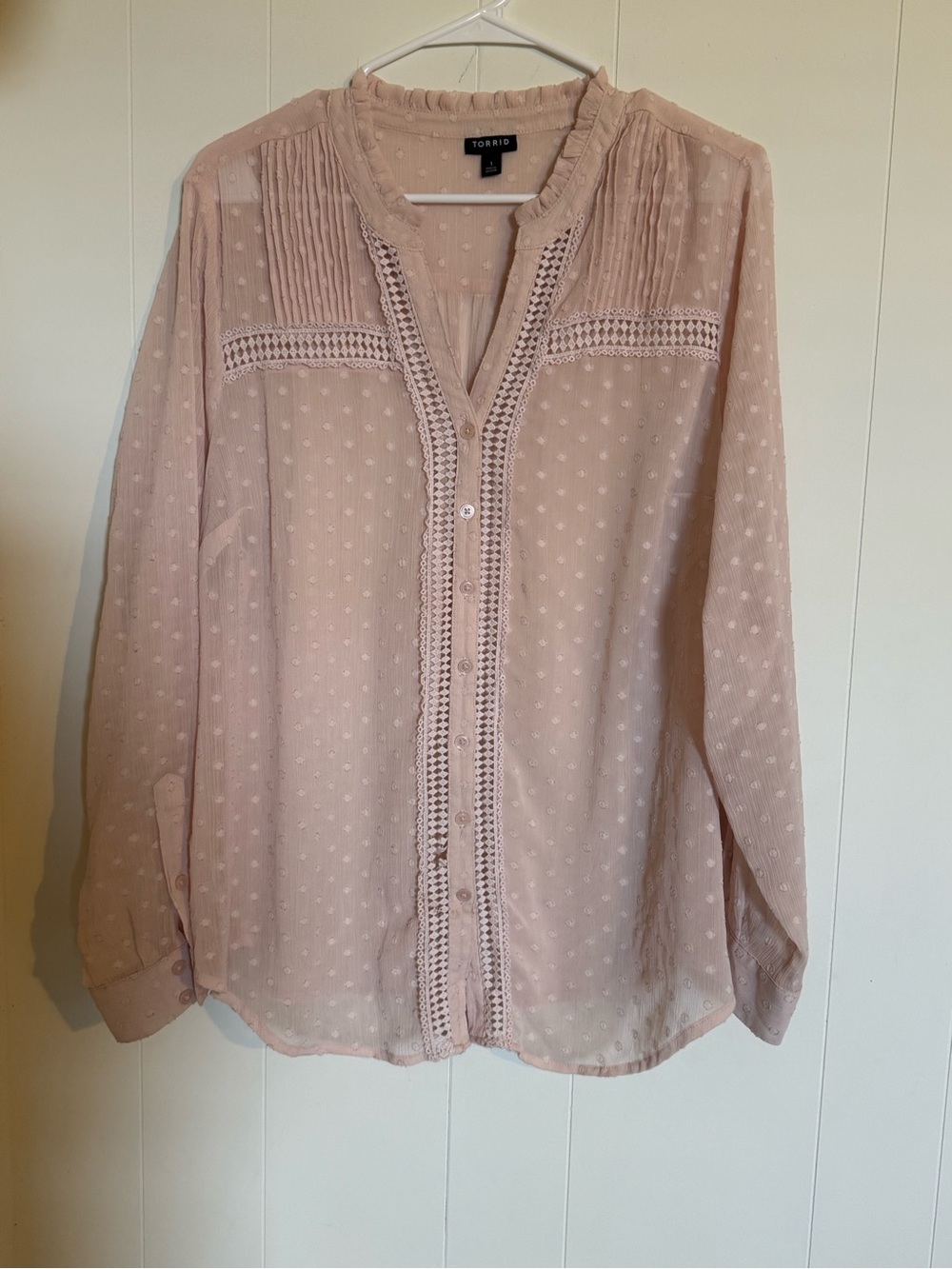torrid Dusty Blush Pink Swiss Dot Button-Down Shirt